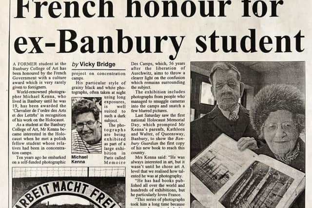 A record of Michael Kenna's original honour in 2000 featured in the Banbury Guardian