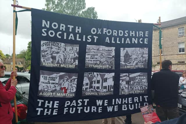The North Oxon Socialist Alliance banner from the back