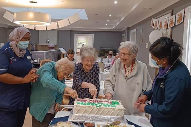 Staff and residents celebrate at Glebefields care home