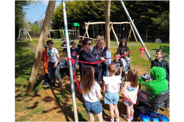 A new play park opened in Milcombe village on Sunday April 24. (Submitted photo from Hazel Davis)