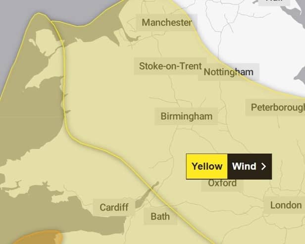 The Met Office has issued a yellow weather warning for strong winds for Banbury today (October 23).
