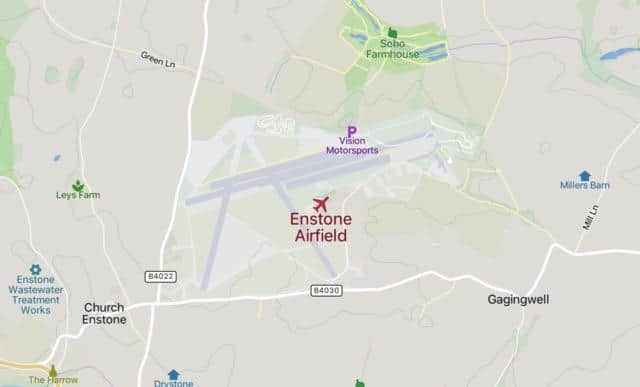 A map of Enstone Airfield. The replica Spitfire came down in fields near the air strip killing the pilot