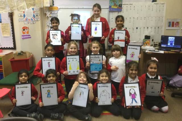 Girl pupils from St. Leonard's CE Primary School created some fantastic art after being inspired by marathon runner Kathrine Switzer.