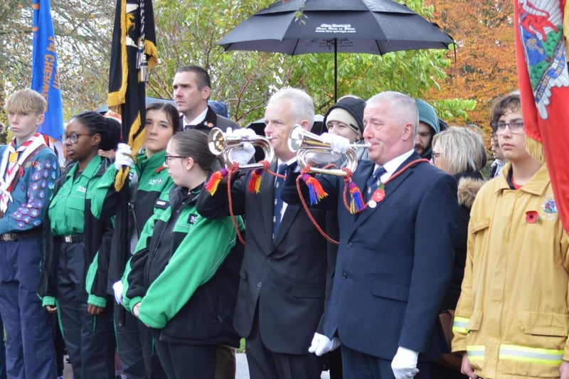 Buglers sounded the the start and finish of the two-minute silence.