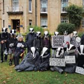 Badger Coalition members hold their protest in Oxford in a bid to get Oxford University to prevent misuse of its research