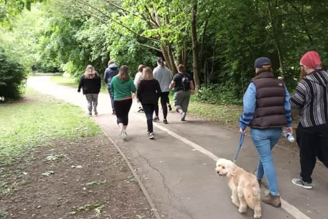 The Mental Health Mates walking group enjoys a stroll around Spiceball Park and the reservoir