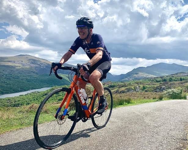 Carl Matthews aims to raise £3000 for the national children's cancer charity, Cyclists Fighting Cancer (CFC) by riding from London to Edinburgh and then back to London again in 120 hours.