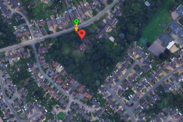 A Google aerial image shows the densely wooded area of the proposed Broughton Road development site