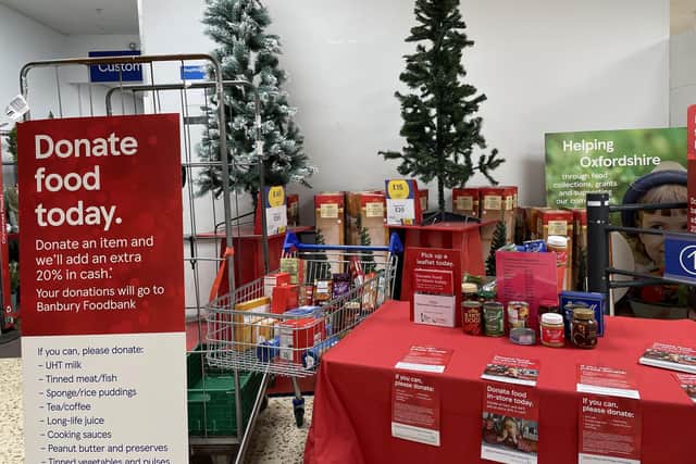 The Trussell Trust has a close relationship with Tesco which enables the Banbury Food Bank to stage a three-day collection each December