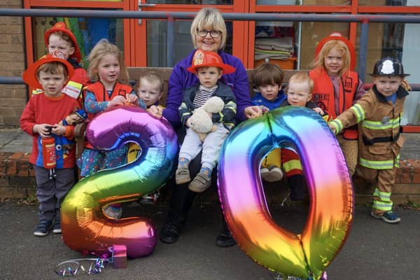 From Tysoe nursery children, aged 18 months to 4 years, wear firefighter costumes to celebrate its 2