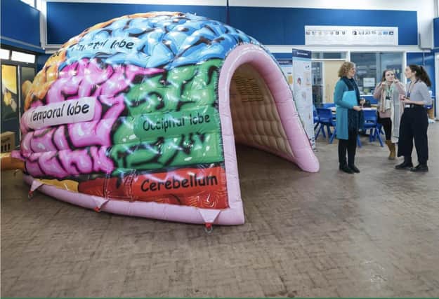 A giant inflatable brain which will be at the Love Your Brain drop in at Castle Quay on Sunday