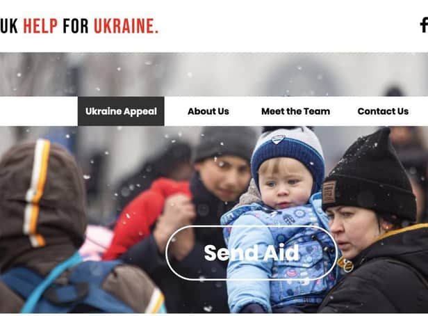 The home page of the new UK Help for Ukraine website created by DCS Group of Banbury