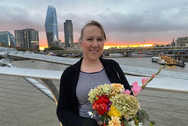 Jess Doige of North Newington made a last-minute trip to London with flowers gathered from neighbours gardens to add to the floral tributes to the Queen