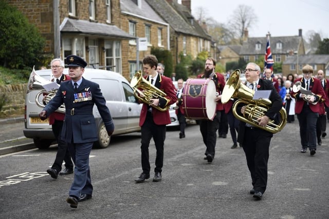 A brass band led Sunday's parade through Hook Norton.