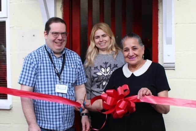 Andy Willis and Deputy Lord Lieutenant Surinder Dhesi officially cut the ribbon at the opening of the new advice centre.