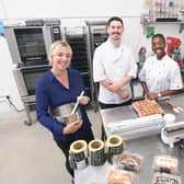 From the left, Katherine Skerry (AC Lloyd Space Business Centre Warwick), Jordan Blencowe and La Toya Fé (Blencowe’s bakery). Photo supplied