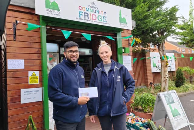 Mohsin and Paige from Banbury Euro Car Parts with the £500 donation.