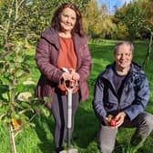 Cllr Lidia Arciszewska, and Cllr Andrew Prosser, from West Oxfordshire District Council, stood at Deer Park’s orchard, Witney