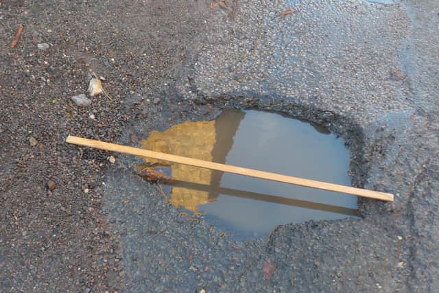 A second pothole in Hopcraft Lane that catches out motorists who have just crashed through the 1m crater