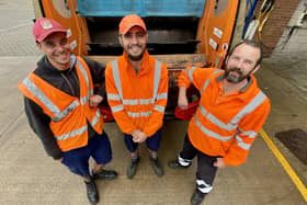 Quick thinking bin crew, left to right, Leighton Cousins, Sean Clayton and Ian O'Driscoll based at the Tove Depot in Towcester. (photo from West Northamptonshire District Council)