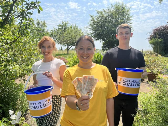 Graf UK staff Catherine, Callum and Sue fundraising for the hospice.
