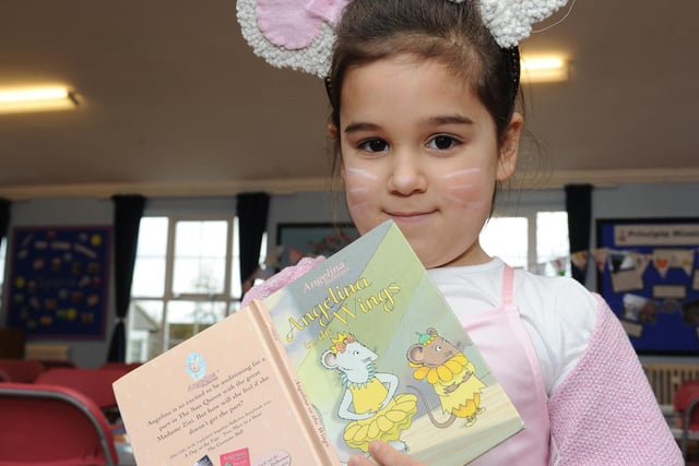 If you have an Angelina Ballerina fan like Clara Henriques-Alves , aged five, here, you can dress her up for World Book Day. Make the ears by using two pieces of card cut into a figure of eight shape, then fold it in half around a hairband and stick the paper together. Then it's just a case of finding some pale pink ballet-style gear and drawing some whiskers on the little one's face. Or take a look at the World Book Day website for advice on more sophisticated mouse make-up.