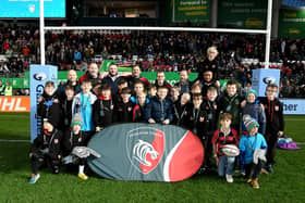 The Chipping Norton players had a half-time on-pitch photo during the Tigers' clash with the Northampton Saints.