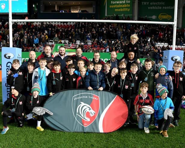 The Chipping Norton players had a half-time on-pitch photo during the Tigers' clash with the Northampton Saints.