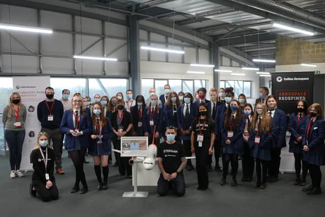 Futures Institute Banbury students visit Collins Aerospace with the aim of encouraging girls to think about careers in engineering and STEM. (photo from Futures Institute Banbury)