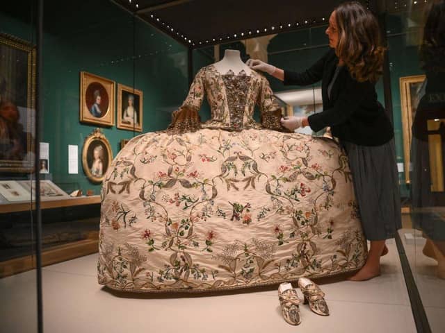 A British court dress including ornate shoes, from Style & Society: Dressing the Georgians at The Queen's Gallery, London. Prof McCormack will talk about shoes through this period at a talk in Banbury. Picture by Getty