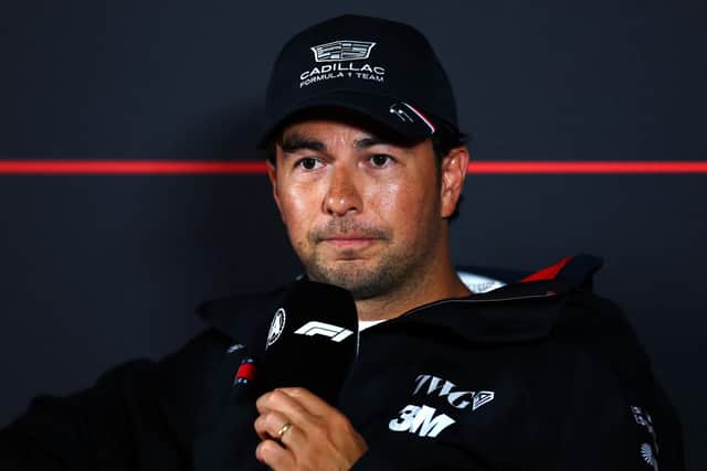 Sergio Perez believes the start of the 2027 F1 season is a realistic time for Cadillac to experience a 'massive boost' to their performance. (Photo by Clive Rose/Getty Images)