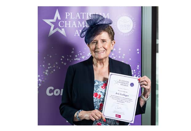 Avis Gallager was awarded the volunteer award at The Big Jubilee Lunch on June 5 with VIP guests including HRH The Duchess of Cornwall and HRH The Prince of Wales.