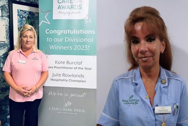 Julie Reynolds and Kate Burclaf have been crowned regional champions and are now finalists at this year's Barchester Care Awards.