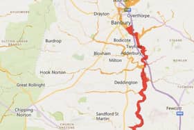 The Environmental Agency's map of the affected flood areas around Banbury.