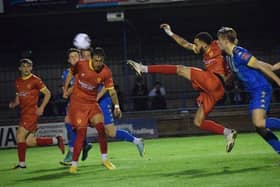 Action from Banbury United's 3-1 defeat at King's Lynn Town. Picture by Julie Hawkins