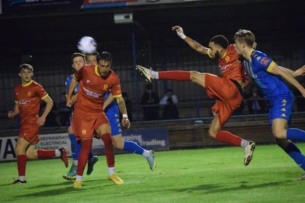 Action from Banbury United's 3-1 defeat at King's Lynn Town. Picture by Julie Hawkins