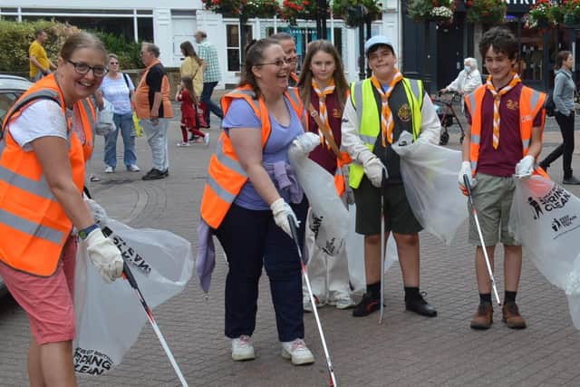 Some of the litter pickers gathered in Broad Street.