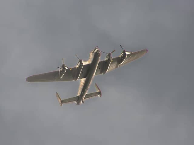A stunning photo of the Lancaster which flew over Banbury on Battle of Britain Sunday. Picture by Maureen Tyrrell