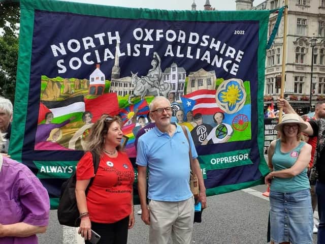 Sue Jaiteh and Caroline Brookes enjoyed spend time at the demo with former Labour leader Jeremy Corbyn