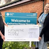 Richard O’Connor of Milestone Infrastructure visited Katharine House to hand over the cheque to Sue Blank.