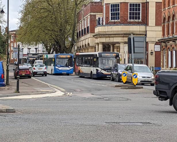 The Bridge Street junction with Concord Avenue and Middleton Road which the County Council proposes to alter to favour buses