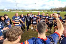 Banbury Bulls celebrate after they beat Bournemouth to maintain their status for another season. Pictures by Simon Grieve