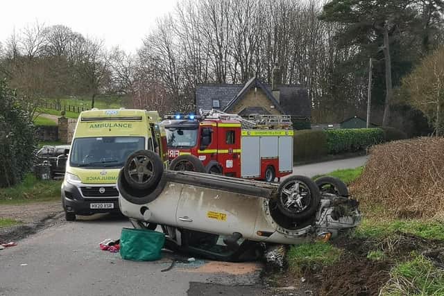 Fire crews have reminded road users to take caution when driving in the countryside after a crash on a country lane near Banbury.