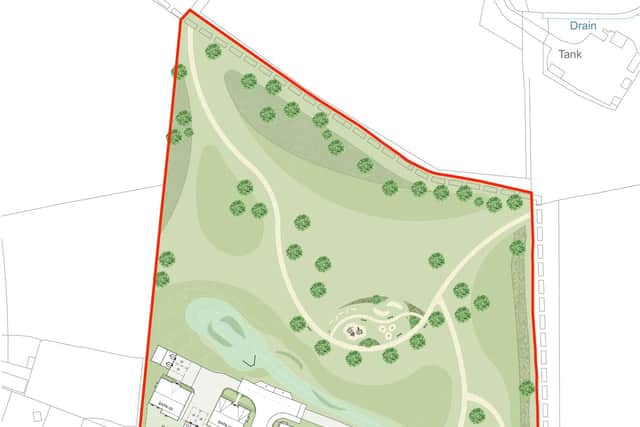 A site plan for the Hayfield development of new homes outside Adderbury