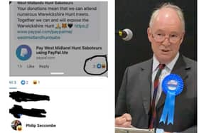 Philip Seccombe - and the Facebook post he left a 'laughing emoji' on. He said it was an accident and has since removed it.