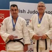 Tony Partridge on the left with his silver medal at last weekends British Judo Master Competition.