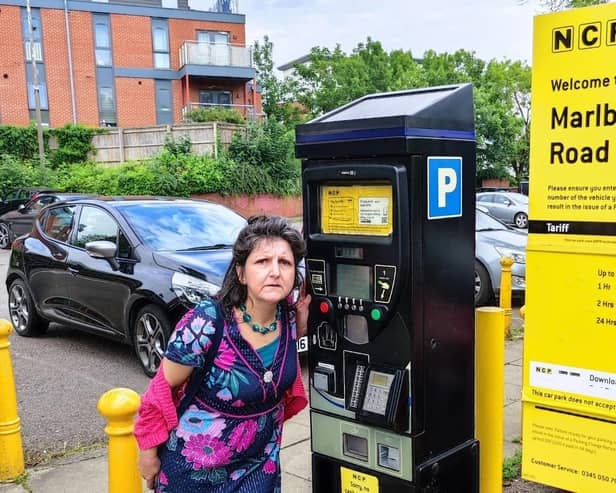 Cathy Coverley, who received three £100 parking penalties after a ticket machine 'malfunctioned'