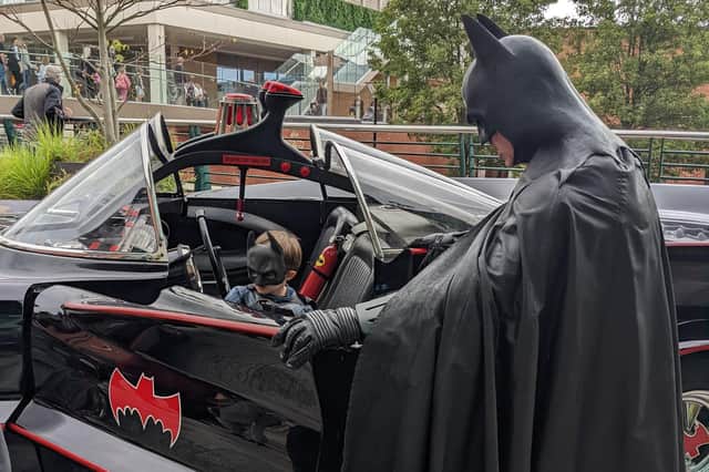 Crowds of people flocked to see film-inspired exhibits from Batman, Ghostbusters, Harry Potter, Minions and Jurassic Park as part of the festivities to celebrate the town’s new-look development.