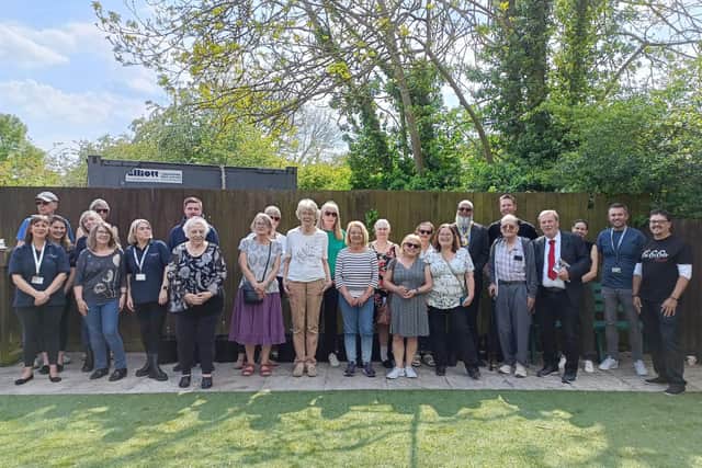 Members of the Grimsbury community that gathered to mark the launch of the new garden.