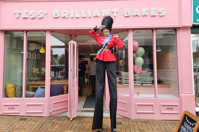 The stilt-walking guards livened up the town ahead of the weekend's celebrations.